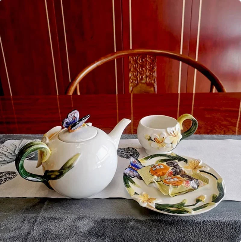 Schmetterlingsorchidee Keramiktablett – Landhausstil – 39cmx25cmx12.7cm