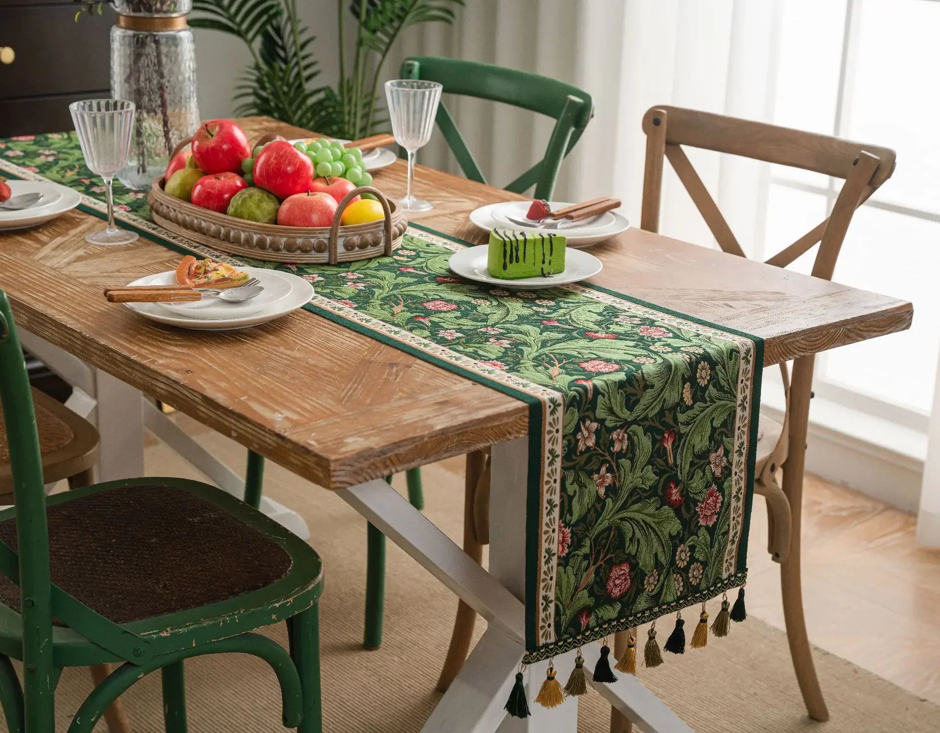 Pflanzen-Tischläufer – Jacquard Design – Verschiedene Grössen