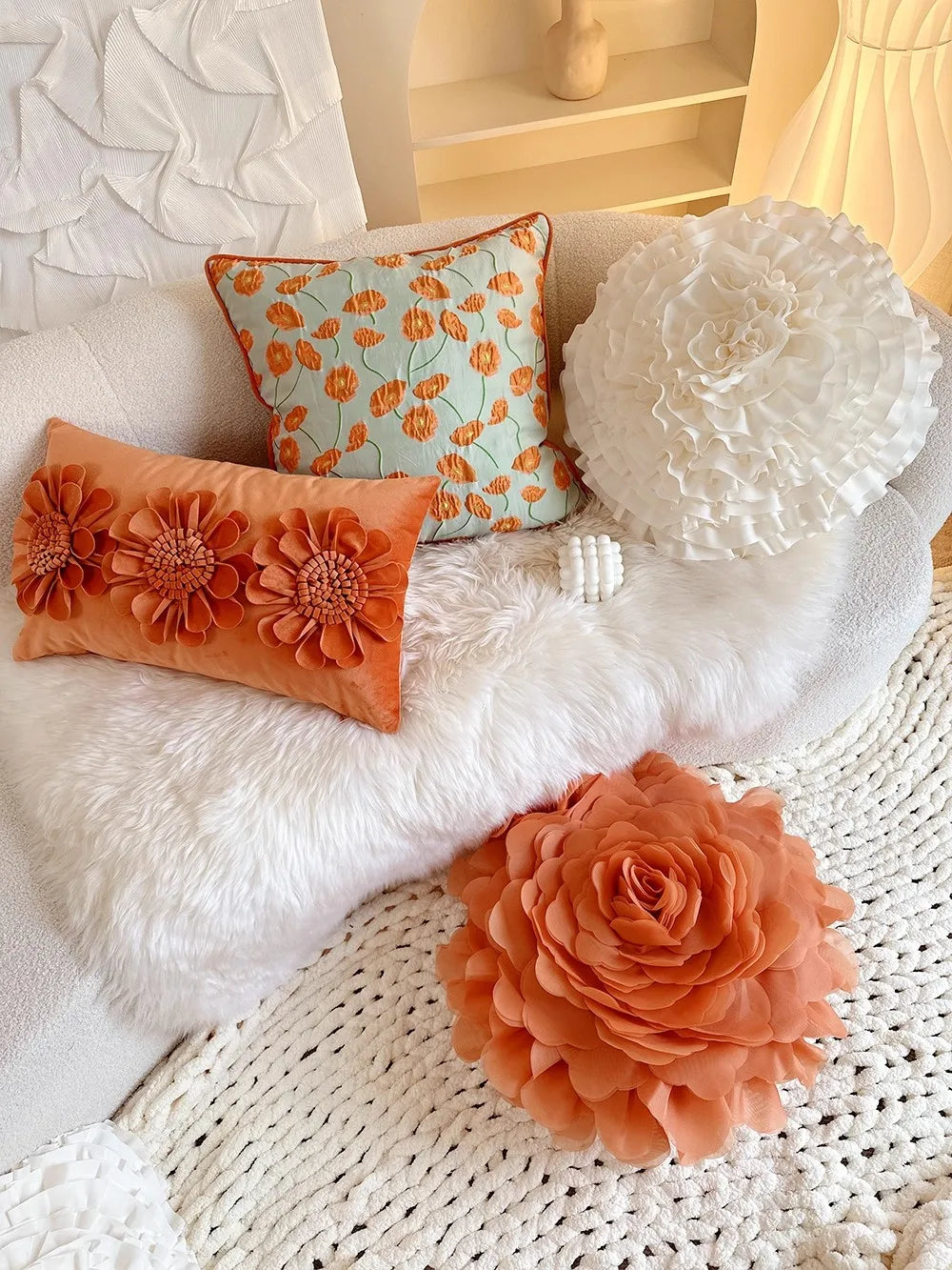 Pastorale Blumen Kissenhülle – Klassisches Baumwolle 45x45cm