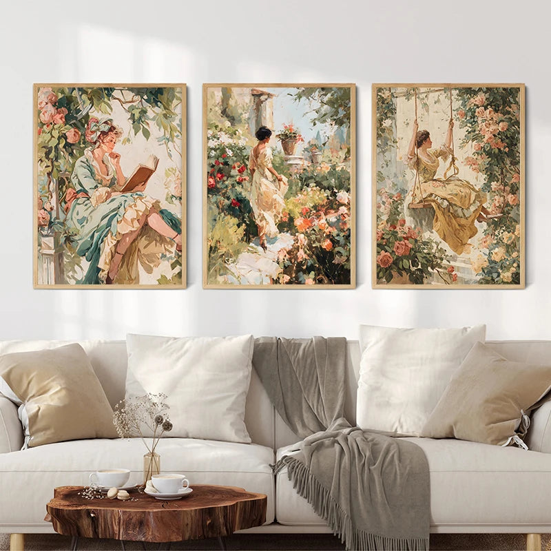 Rokoko Edeldame Druck – Moderner Stil, Wohnzimmer
