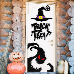 Halloween-Aufkleber – Filzskelett & Kürbis – Türdeko