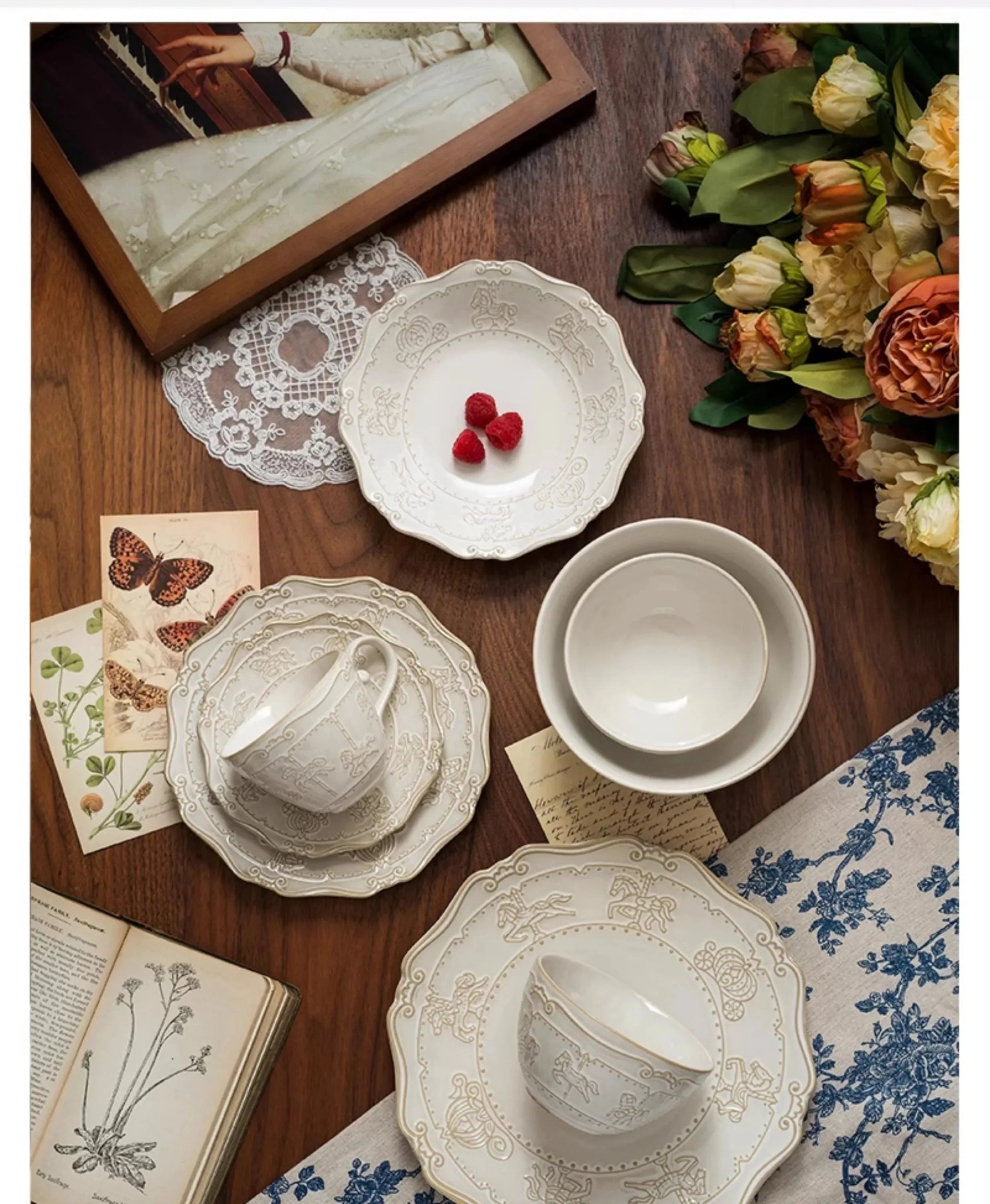 Keramik Geschirrset – Handgefertigt, Off White