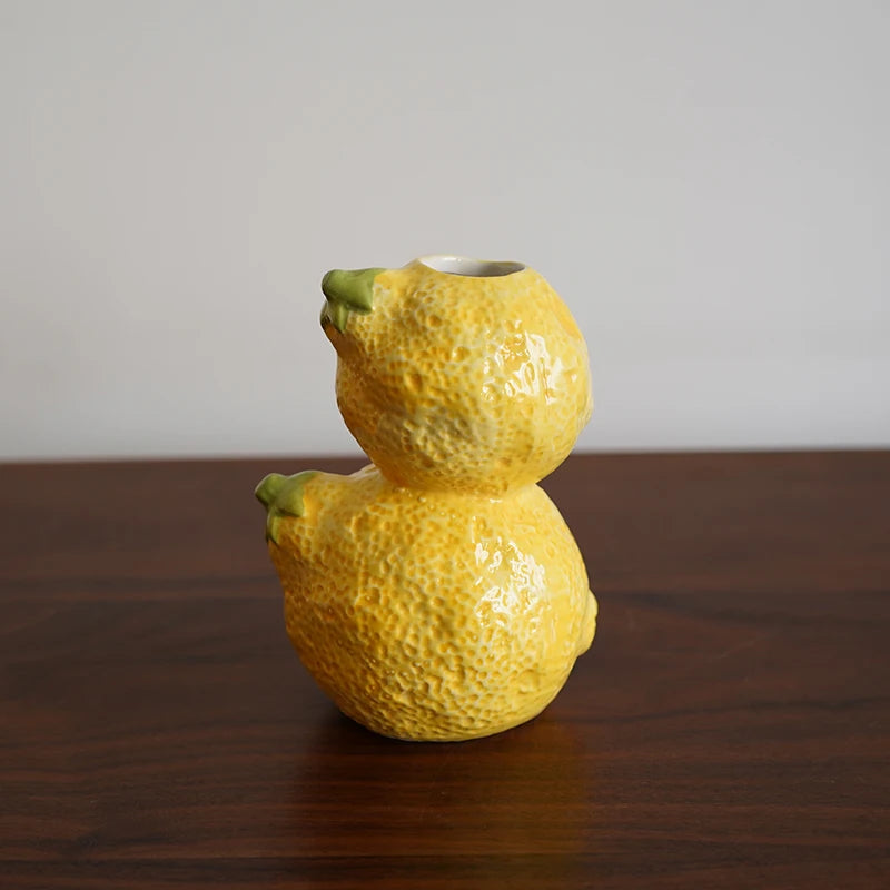 Fruchtförmige Vase – Keramik Vintage – Zitrone 12x4x10cm