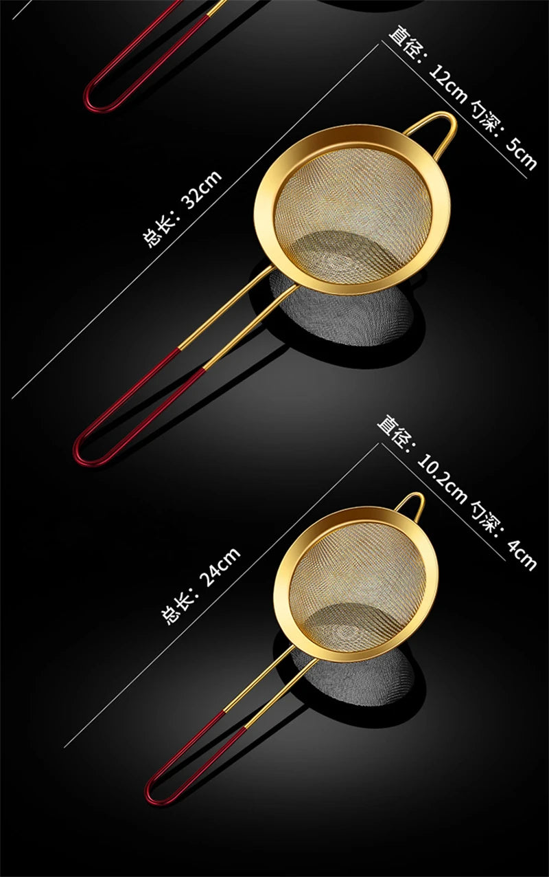 Feinmaschiges Sieb – Gold-Edelstahl – 3 Grössen