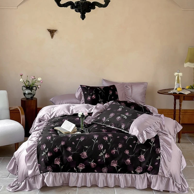 Ägyptische Baumwoll-Bettwäsche mit Vintage Rosenprint, Stil 1, Grösse King 220x240cm