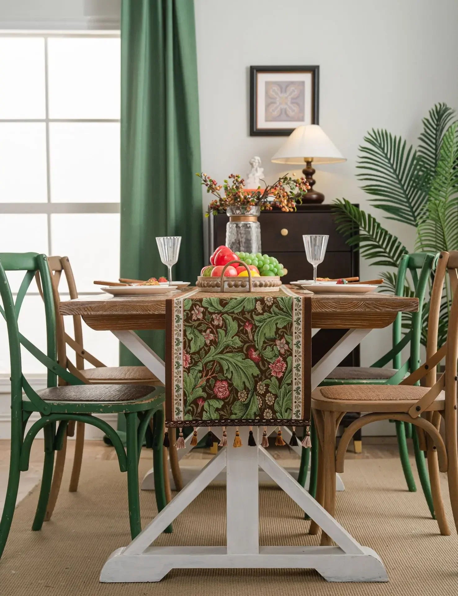 Pflanzen-Tischläufer – Jacquard Design – Verschiedene Grössen