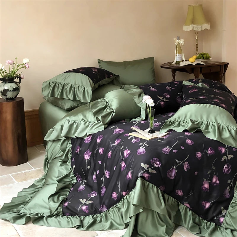 Baumwoll-Bettwäsche-Set – Vintage Rosenprint – 220x240cm