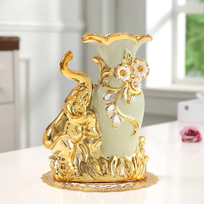 Moderne Vase – Goldglas & Keramik – Wohnzimmereinrichtung
