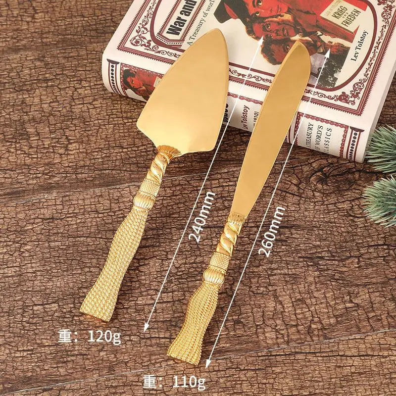 Hochzeitskuchen-Messer Set – Gold Metall Gravur – Jubiläum