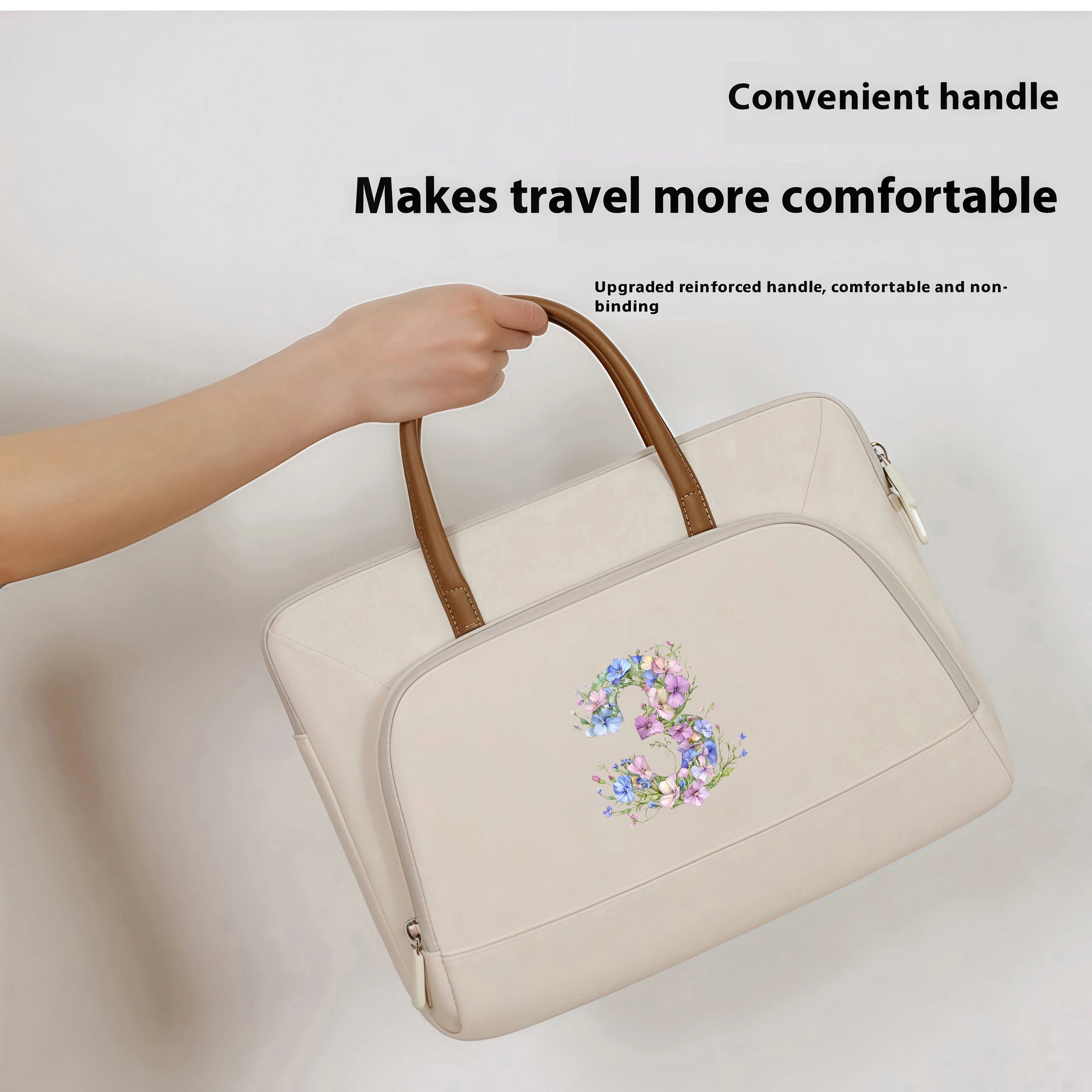 Laptop-Aktentasche - Florales Polyester - Grosses Volumen