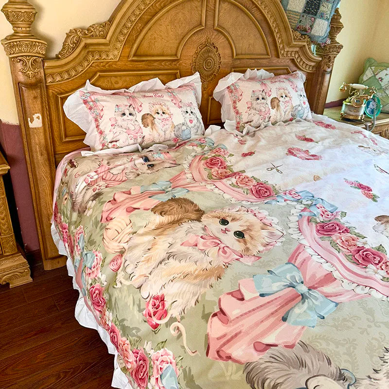 Baumwoll-Bettwäsche – Prinzessin-Stil – Twin, Queen, Double