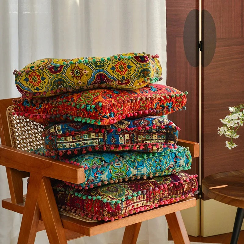 Boho Tatami Sitzkissen – Florales Design 40x40cm