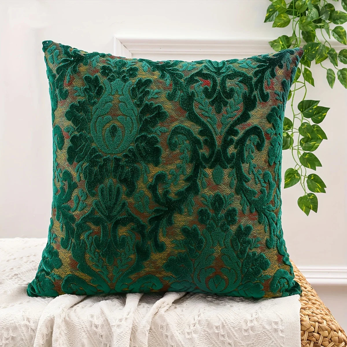 Chenille Kissenbezug – Tropisches Pflanzendesign – 450mm