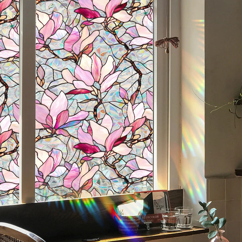 Sichtschutz Fensterfolie – Rosa Blumendesign – 43x200CM