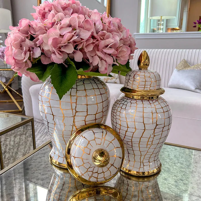 Keramik Ginger Jar – Goldstreifen Design 18x36cm