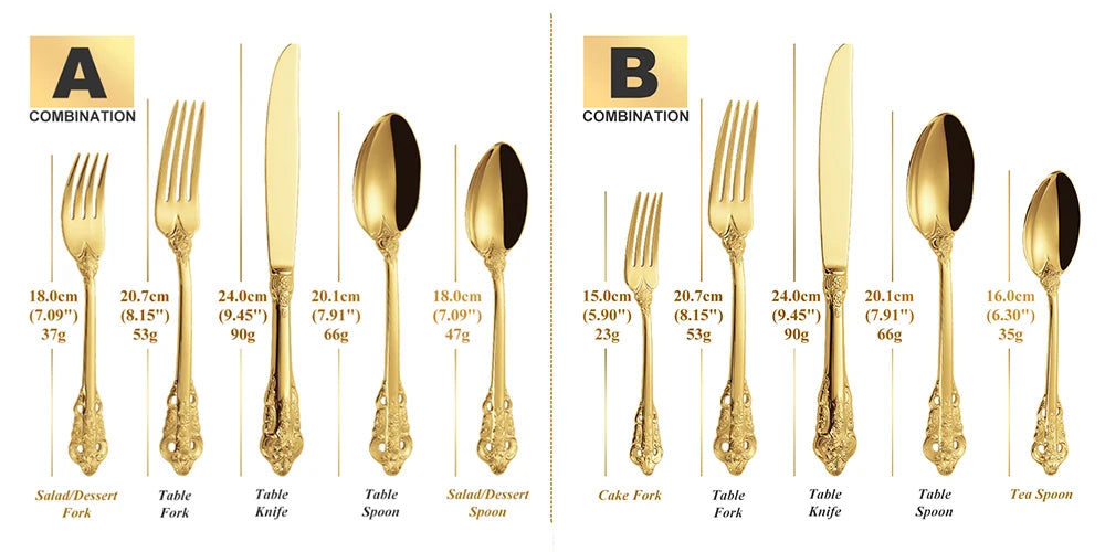 Vintage Gold Besteckset – Edelstahl – Service für 6