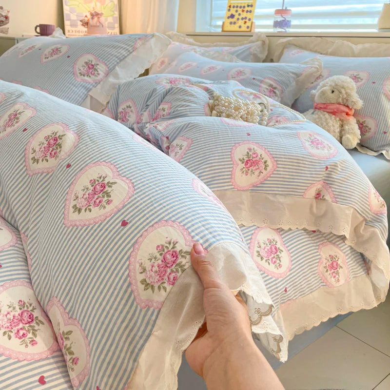 Bettbezug Set – Floraler Polyester Strick – 1.5m bis 2.2m