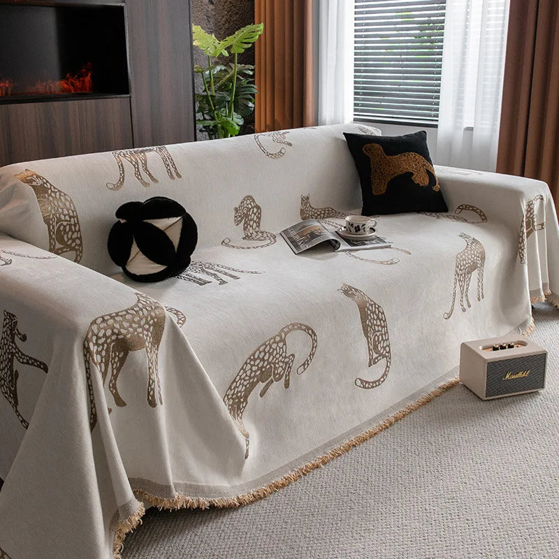 Chenille Überwurf – Leopard Jacquard Muster – Verschiedene Grössen