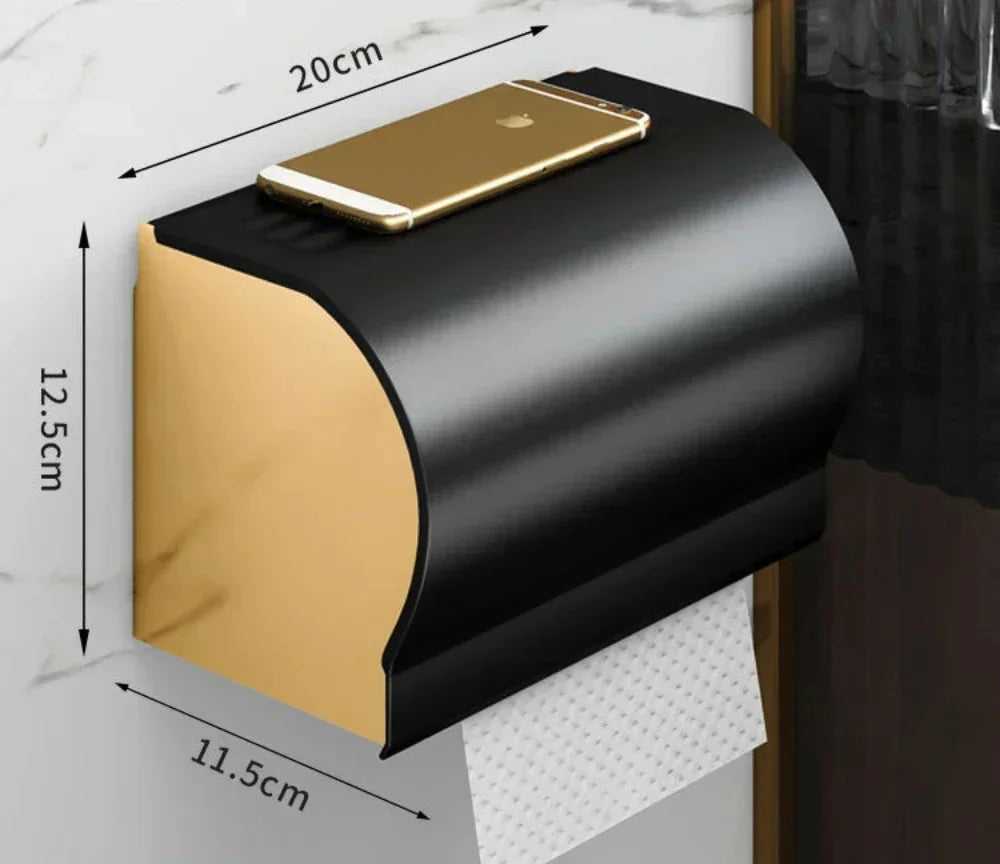 Badezimmer Handtuchhalter – Schwarz Gold Aluminium – Beweglich