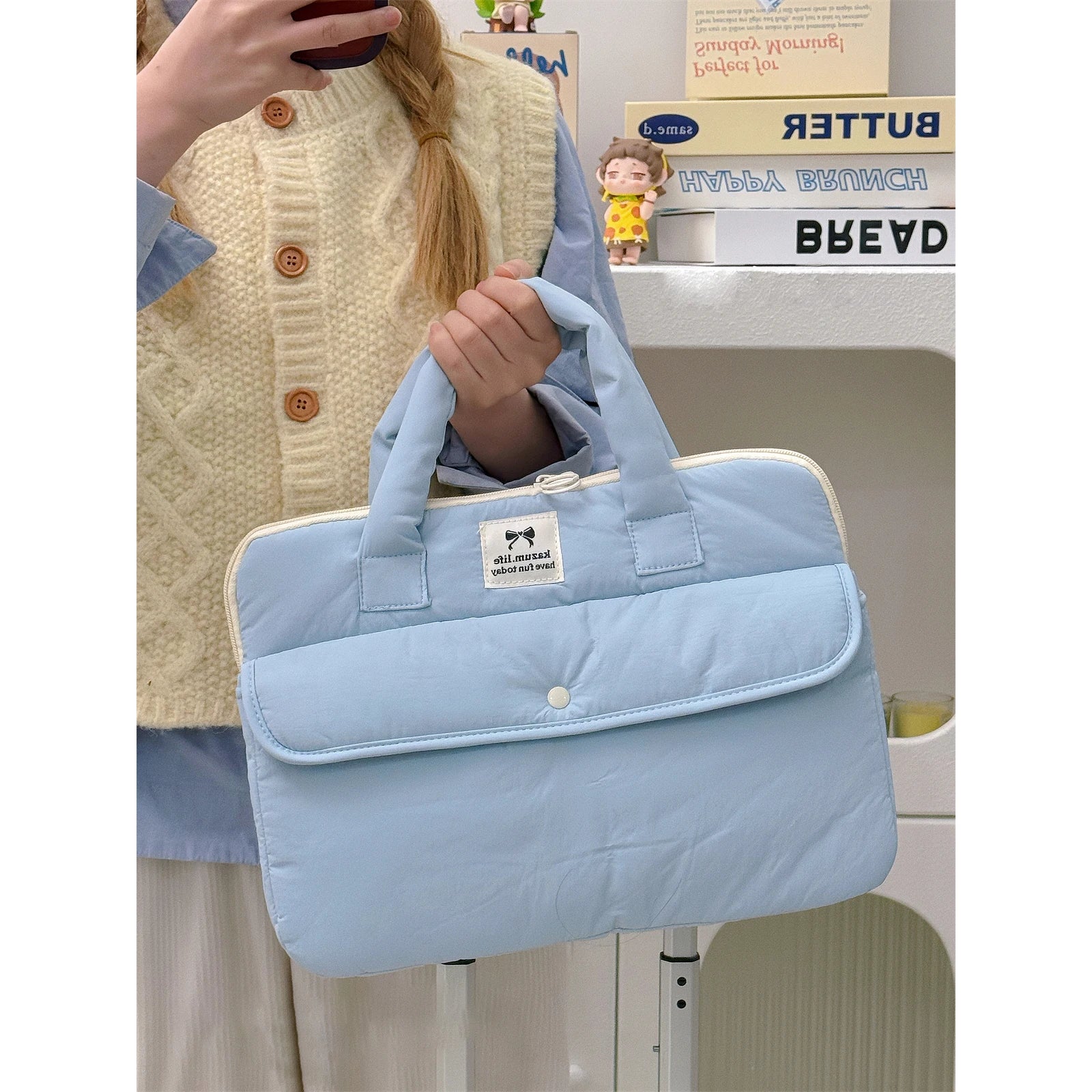 Stilvolle Polyester-Laptop-Tasche – Solides Design – Unisex