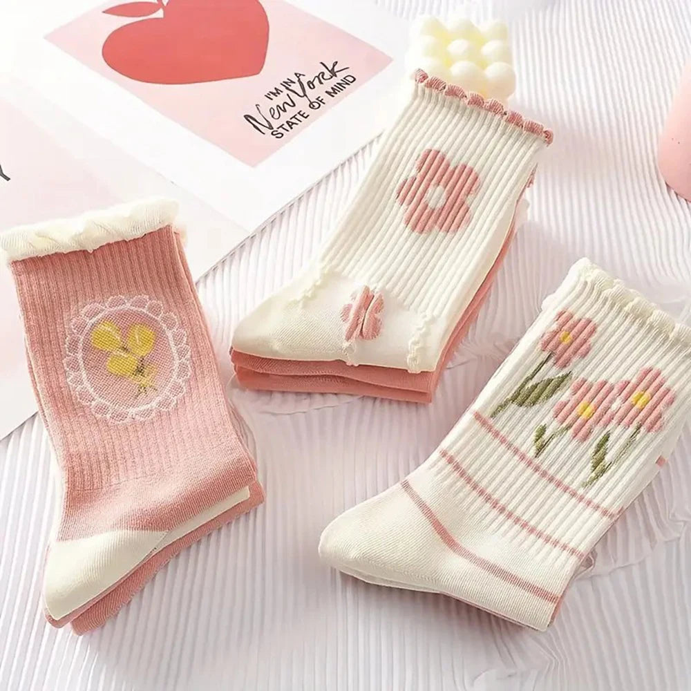 Socken Blumenmuster – Rüschendesign – 9er Set
