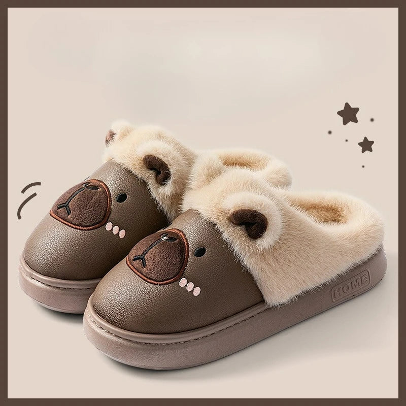Capybara Plüschpantoffeln – PU Material – Indoor Komfort