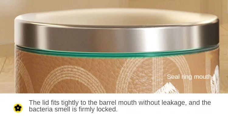 14L Edelstahl Abfalleimer mit Leder, modern, Grau 28x37CM, Stil 2