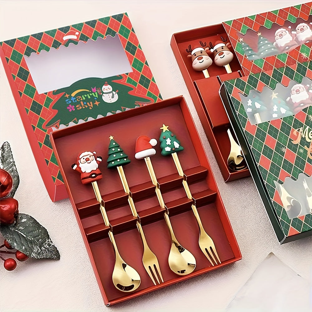 Weihnachtliches Besteckset – Edelstahl, Santa Design