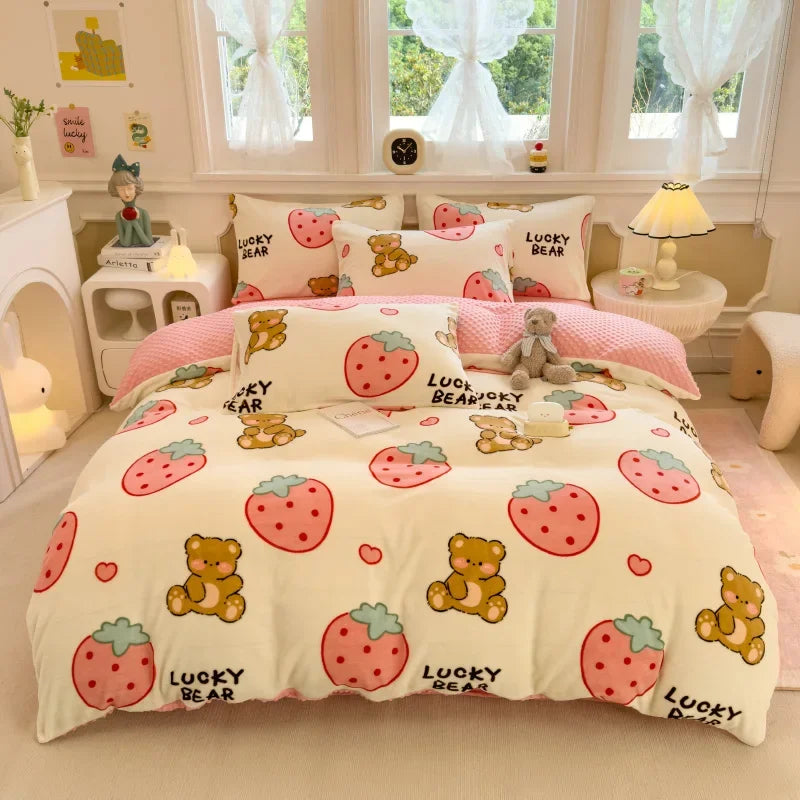 Velours-Bettbezug – Japan Stil Uni