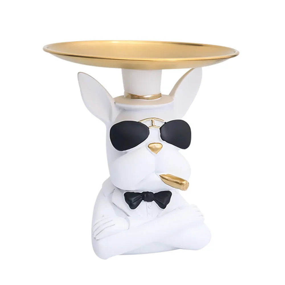 Bulldog Resin Skulptur – Stilvolles Tablett Heimdeko