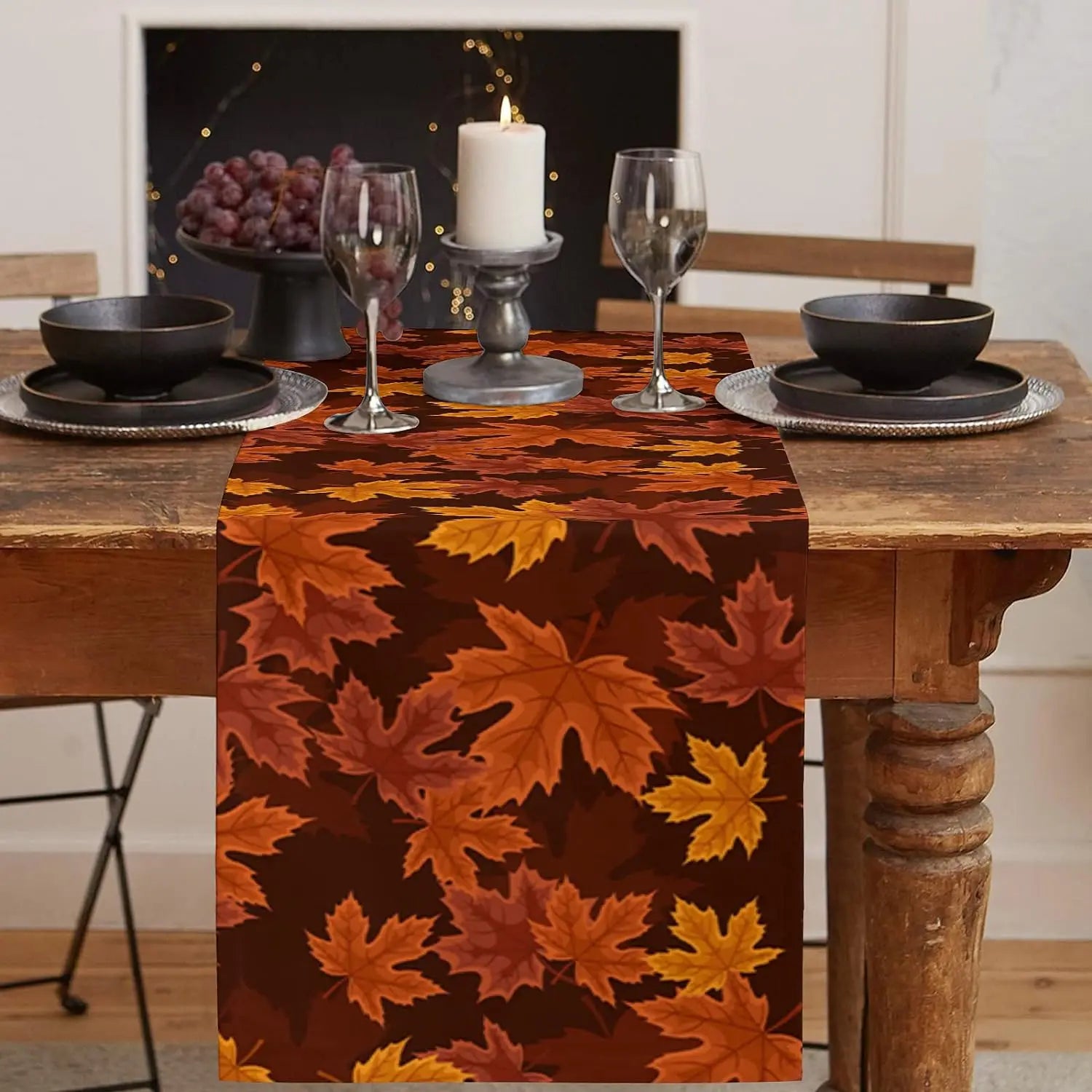 Ahornblatt Leinen Tischläufer – Landhausstil – 150x33cm