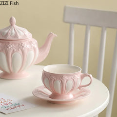Floral Reliefs Keramiktasse – Porzellan Teeset 250-900ml