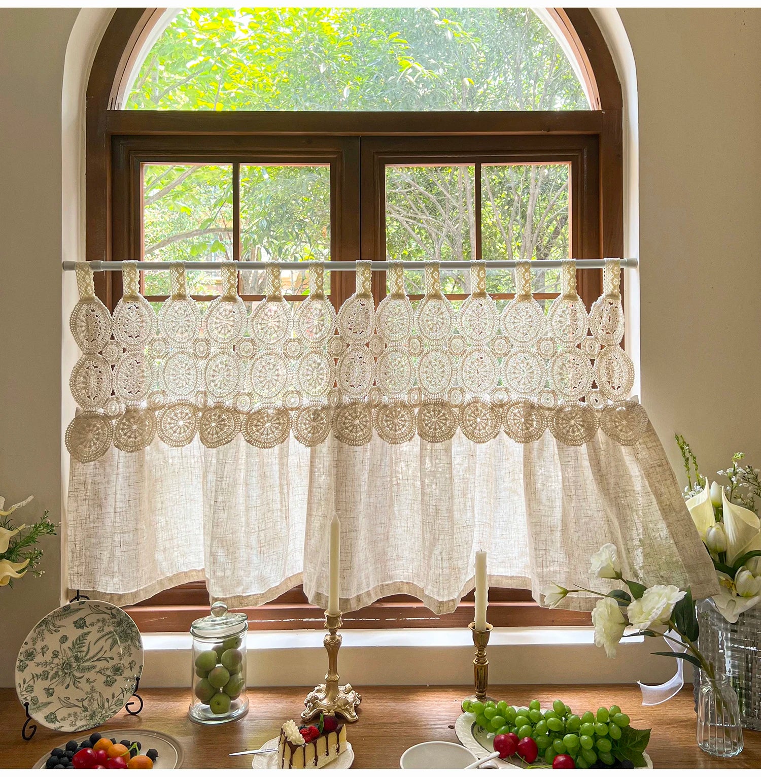 Imitation Hanfvorhang – Boho Spitze – B110 x H60cm