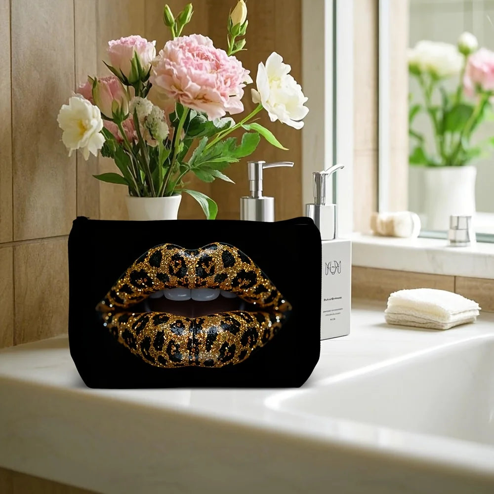 Leopardenmuster Schminktasche – Polyester – 23x17.5cm