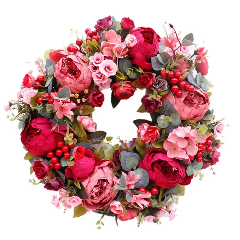 Kunstblumenkranz – Seidenpfingstrose – 40cm, Aussen/Innen