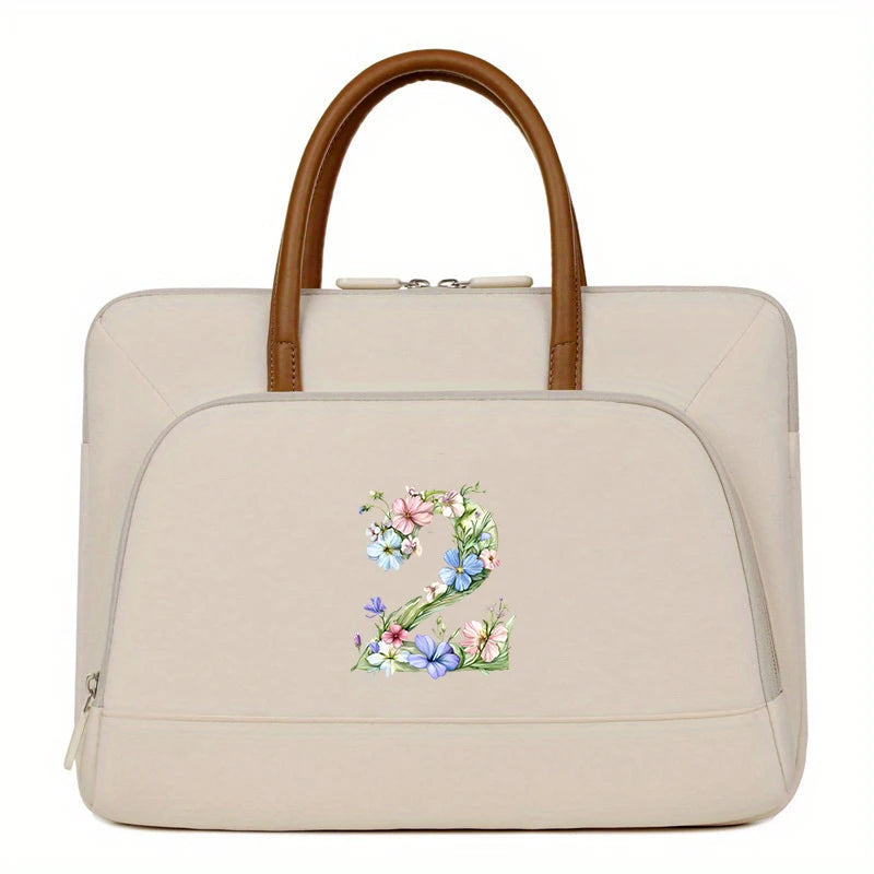 Laptop-Aktentasche - Florales Polyester - Grosses Volumen