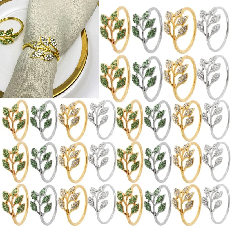 Serviettenringe – Elegantes Blatt-Design – Metallset