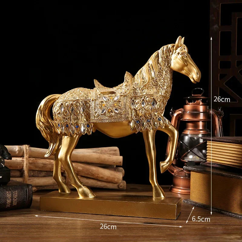 Goldenes Pferd Ornament – Harz Tier Design – Wohnzimmer Dekoration