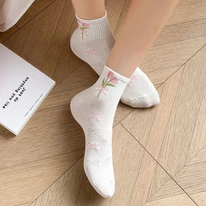 Casual Socken mit Schleifenmuster – Süss & Atmungsaktiv