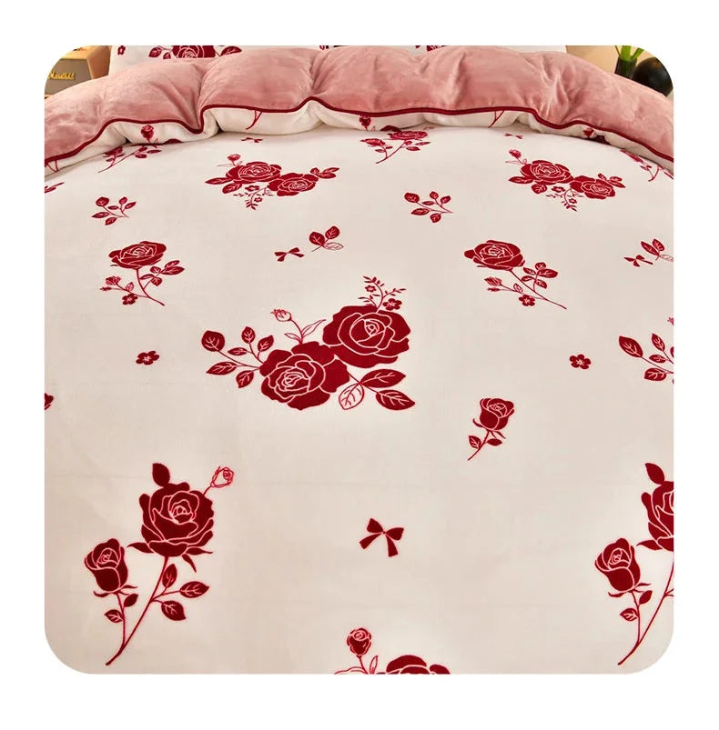 Luxus Fleece Bettwäsche in Champagner Pink, Grösse Queen 200x230 cm