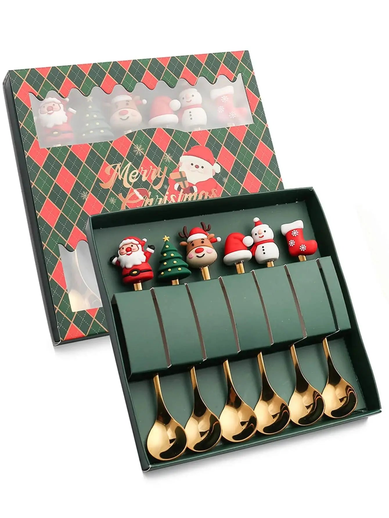 Weihnachtliches Besteckset – Edelstahl, Santa Design