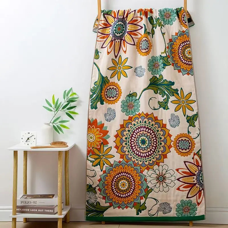 Reine Baumwolle Badetuch – Florales Design – Schnell Trocknend