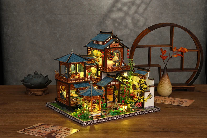 Holzpuppenhaus DIY Kit – Handgefertigtes Unisex-Spielzeug 27CM