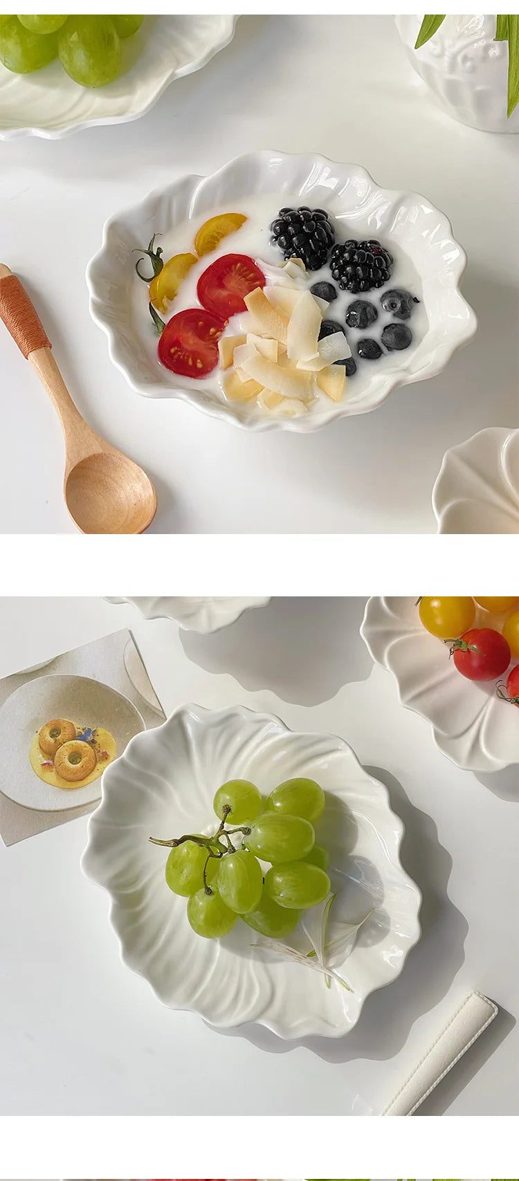 Retro Lotusblatt Schüssel – Keramik, Japanischer Stil, 13-17.2cm