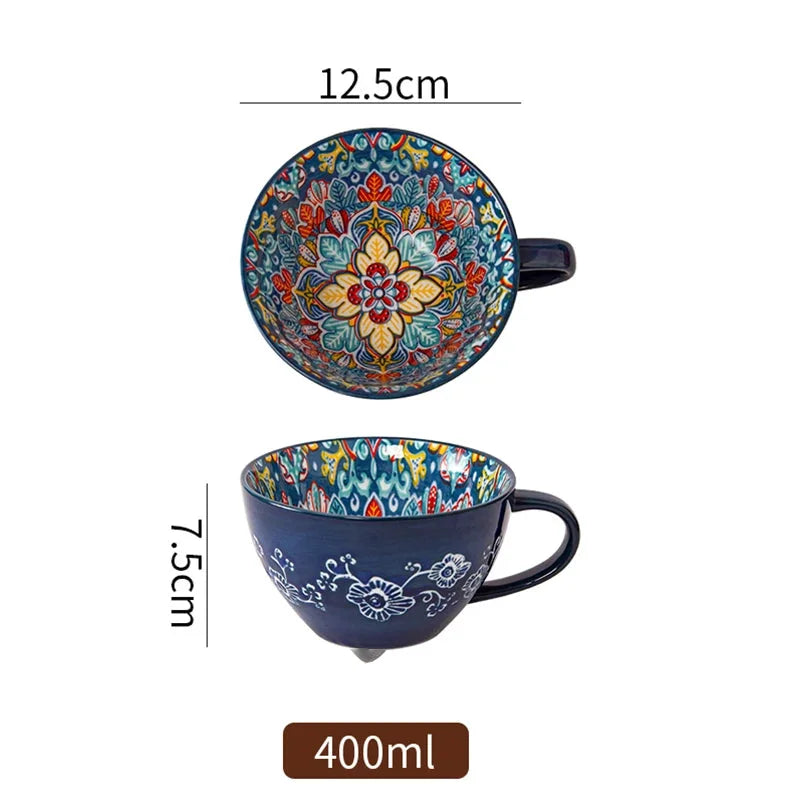 Keramik Frühstücksbecher – Boho – Grosse Kapazität