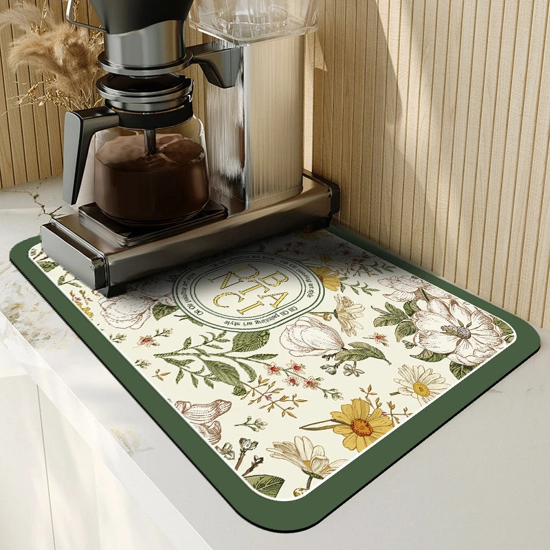 Abtropfmatte Küche – Florales Polyester – 40cmx60cm