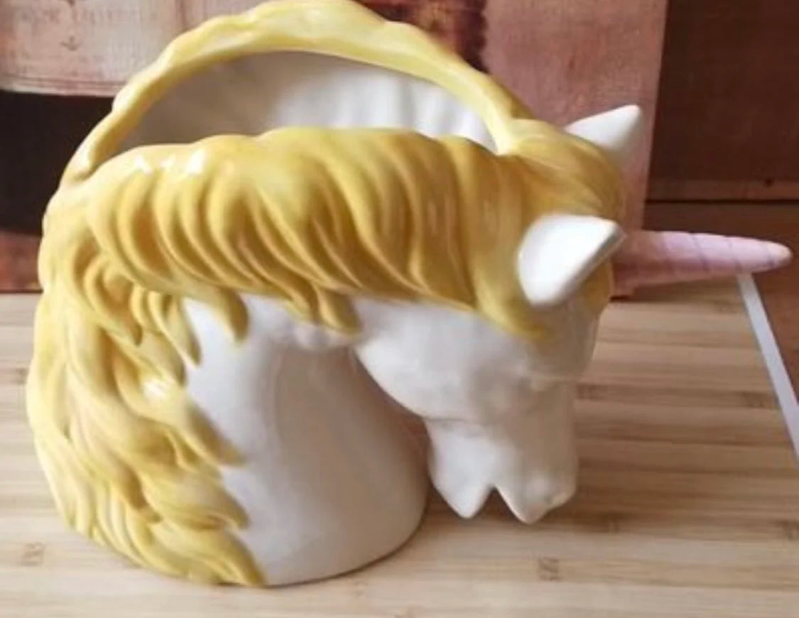 Nordische Einhorn-Vase – Keramik Vintage Stil – Wohndeko