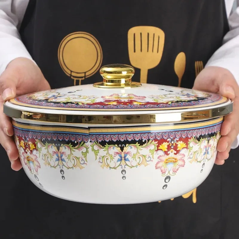 Nordische Emaille-Schüssel – Retro Design, grosse Kapazität