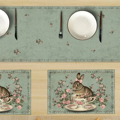 Vintage Hase Platzmatten – Leinen Design – Grössenwahl