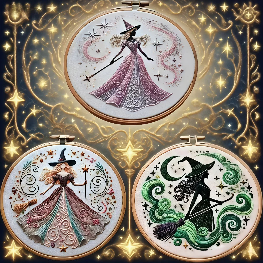 Halloween Stickerei - Baumwoll Hexendesign Kit